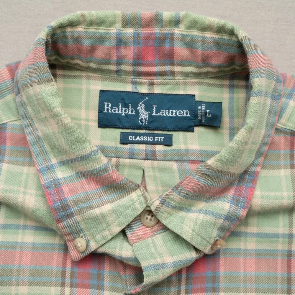 Vintage‎ Polo Ralph Lauren Classic Fit Button Down Adult Large Cotton Flannel